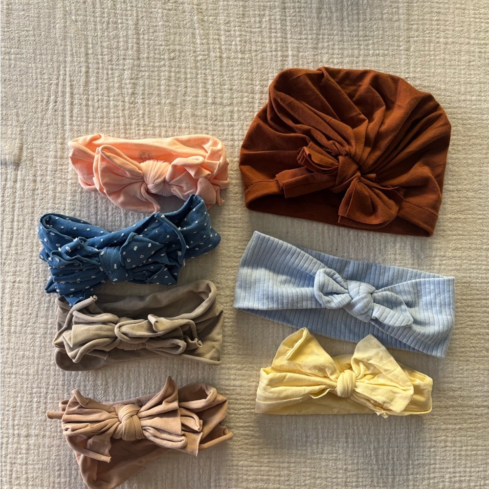 Nordstrom Kids Bow & Knot Headband Set - Peach, Rust, Blue, Yellow, Beige, Gray